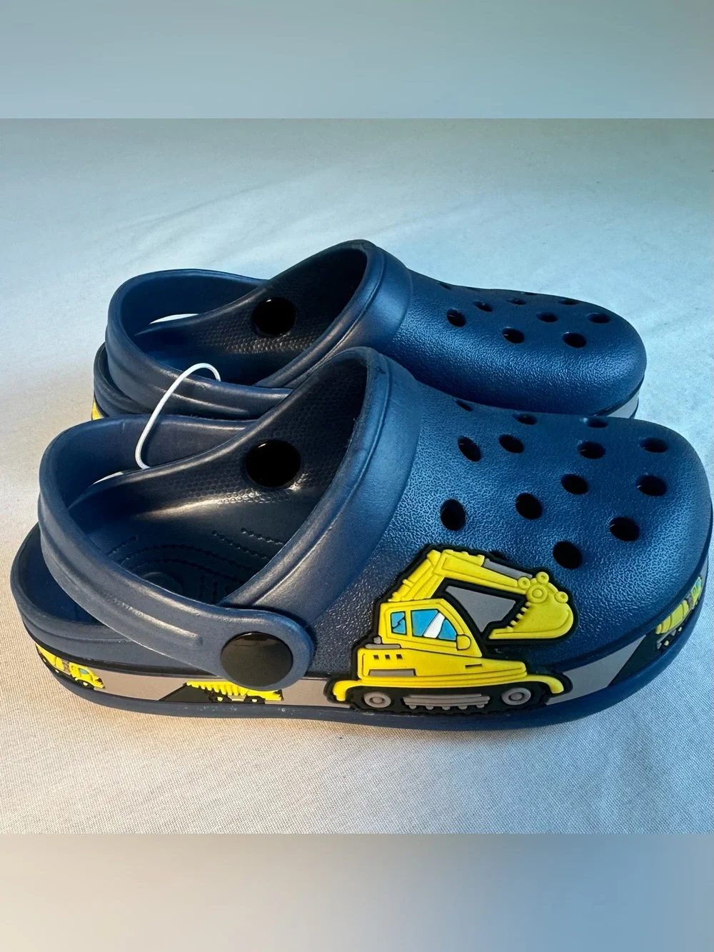 Kids Navy Blue Clog with Yellow Excavator Accent